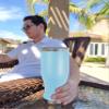 LaserGram 14oz Vacuum Insulated Pilsner Mug, Crow, Personalized Engraving Included (Light Blue) view 3