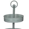 Distressed Washed White Metal Rustic Round Two-Tier Farmhouse Tray Serving Stand Display Decor  16 Inches High, Perfect for Country Kitchens and Homes view 2