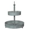 Distressed Washed White Metal Rustic Round Two-Tier Farmhouse Tray Serving Stand Display Decor  16 Inches High, Perfect for Country Kitchens and Homes view 3