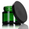 1 oz Green Glass Thick Wall Balm Jars with Black Smooth Foam Lined Lids (12 Pack) view 1