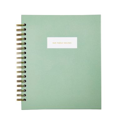 Promptly Journals, Our Family Recipes: A Meals and Memories Keepsake (Aloe, Green, Linen) | Prompted Recipe Journal | Cooking Journal | Family Gifts