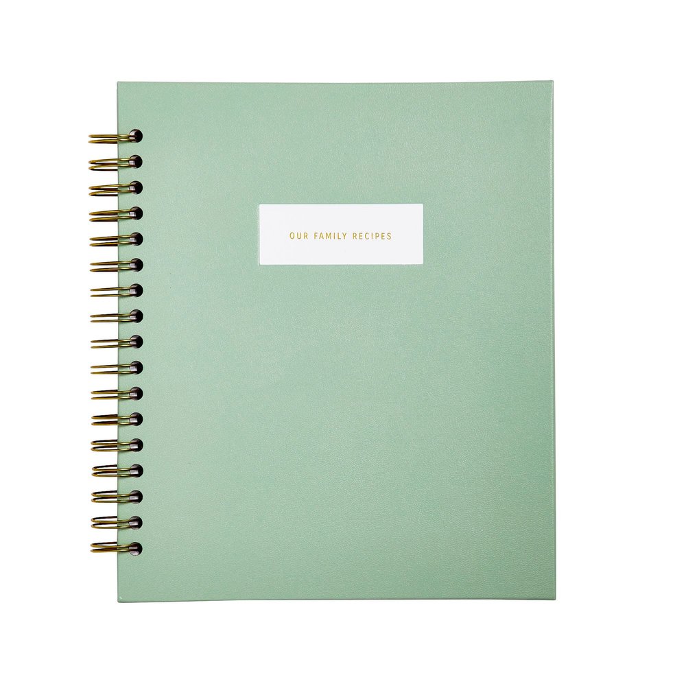 Promptly Journals, Our Family Recipes: A Meals and Memories Keepsake (Aloe, Green, Linen) | Prompted Recipe Journal | Cooking Journal | Family Gifts