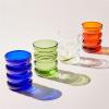 Coffee Mugs Creative Glass Restaurant Office Drinking Tea Juice Milk Coffee Cup Household Water Cup Ripple Mug 250ml Mug Set (Color : Green Bubble) view 4