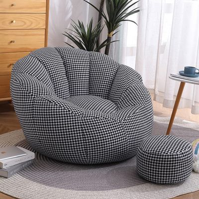 PHASFBJ Sofa Lazy Sack + Footstool Chair Cover, Bean Bag Chair Cover (No Beans), Washable Fine-Staple Cotton Petal-Shaped Beanbag Cover Lazy Sofa Cover for Kids, Adults, Couples - Bean Bag Chair,Mosai