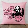 PreLiving 18x18 Inch Pink Throw Pillow Cover - 'No You Hang Up' Funny Horror Ghost Design, Romantic Halloween Day Decor, Soft Pillowcase for Sofa, Bedroom, Car, Birthday Party Supplies view 1
