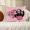 PreLiving 18x18 Inch Pink Throw Pillow Cover - 'No You Hang Up' Funny Horror Ghost Design, Romantic Halloween Day Decor, Soft Pillowcase for Sofa, Bedroom, Car, Birthday Party Supplies view 3
