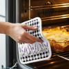 2 PCS Lavender Plaid Pot Holders Sets With Hanging Loop,Thick Oven Pans Plate Bowl Heat Insulated Pads,Black White Buffalo Check Butter-fly Potholders Trivet Mat Coasters Counter Protector for Kitchen view 3