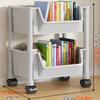 KRUPTI Corner Display Rack for Dorm Library, Storage Rolling Cart with Lockable Wheels, Compact Kitchen Trolley, Mobile Utility Cart for Groceries, Bathroom Cart OrganizerRolling Shelving UnitBeige view 2