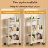 KRUPTI Corner Display Rack for Dorm Library, Storage Rolling Cart with Lockable Wheels, Compact Kitchen Trolley, Mobile Utility Cart for Groceries, Bathroom Cart OrganizerRolling Shelving UnitBeige view 4