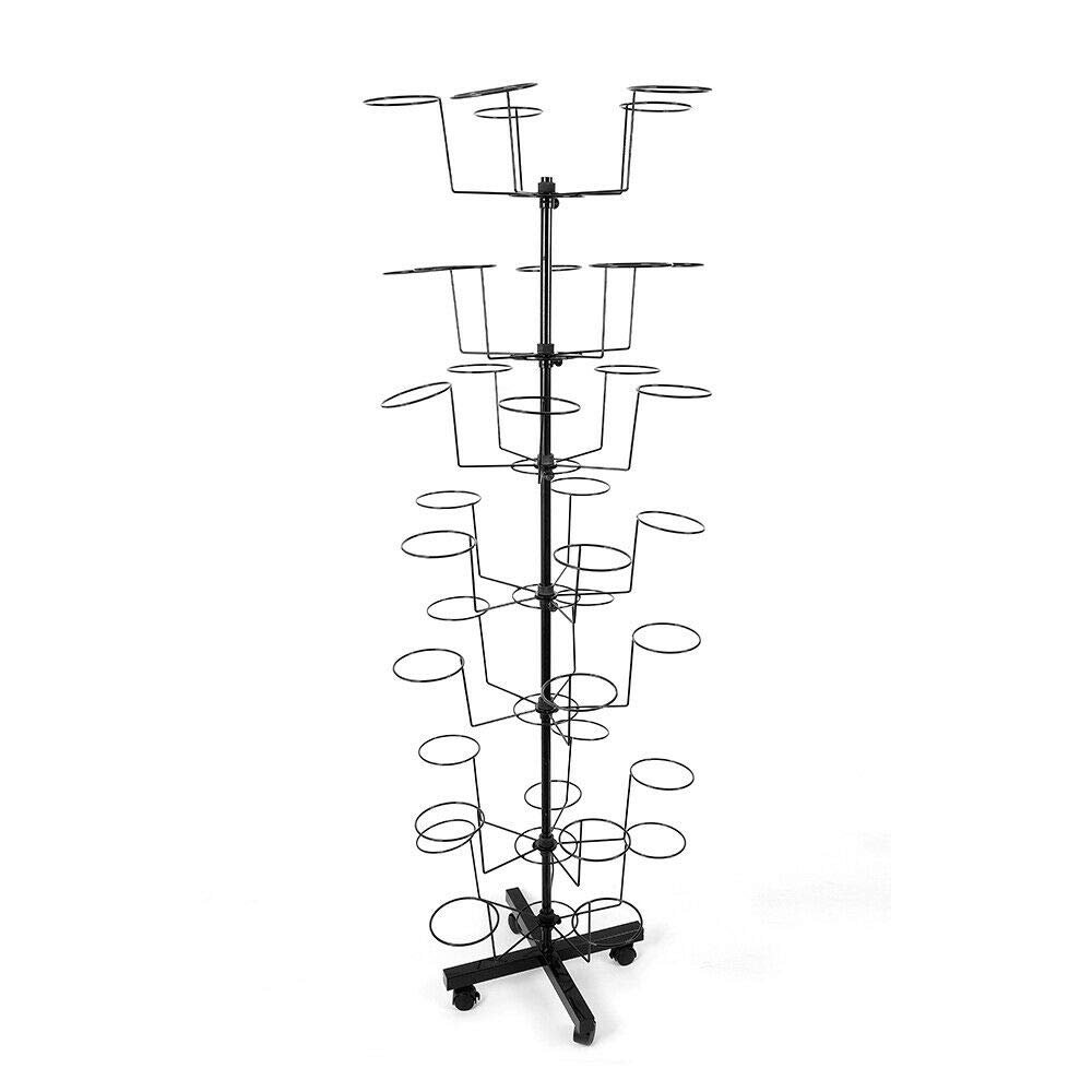 Hat Rotating Display Rack Stand, 7-Tier Hat Cap Display Retail Rotating Adjustable Metal Stand Hanger Rack Hat Display Stand for Shop, Office, Home, Retail Store, Flea Market Booth (Black)