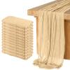 12 Pack Cheesecloth Table Runner, Runner Gauze Boho Wedding Decor Romantic Table Runner for Wedding Birthday Party(35" x 118") (Light Brown) view 1