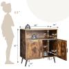 Giantex Mid-Century Storage Cabinet, Wooden Floor Cabinet with 2 Doors, Free-Standing Sideboard with Wine Glass Holders, Accent Side Cabinet for Living Room, Dining Room, Kitchen, Rustic Brown view 3