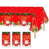 3 Pcs Plastic Christmas Tablecloths, 54*108 Inch Disposable Tablecloths with Santa Claus & Reindeer Pattern for Rectangle Tables, Merry Christmas Party Decoration (3 Pack) view 1