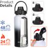 Water Bottle Insulated 32oz 40oz 64oz 128oz Straw Lid Spout Lid & 3 Lids, Leak Proof, Vacuum Insulated,Stainless Steel Water Bottle Wide Mouth for Sports, Gym or Office (Day & Night, 32 Ounces) view 2