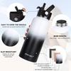 Water Bottle Insulated 32oz 40oz 64oz 128oz Straw Lid Spout Lid & 3 Lids, Leak Proof, Vacuum Insulated,Stainless Steel Water Bottle Wide Mouth for Sports, Gym or Office (Day & Night, 32 Ounces) view 4