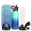Water Bottle Insulated 32oz 40oz 64oz 128oz Straw Lid Spout Lid & 3 Lids, Leak Proof, Vacuum Insulated,Stainless Steel Water Bottle Wide Mouth for Sports, Gym or Office (Pacific Prince, 32 oz) view 1