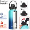 Water Bottle Insulated 32oz 40oz 64oz 128oz Straw Lid Spout Lid & 3 Lids, Leak Proof, Vacuum Insulated,Stainless Steel Water Bottle Wide Mouth for Sports, Gym or Office (Pacific Prince, 32 oz) view 2