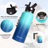 Water Bottle Insulated 32oz 40oz 64oz 128oz Straw Lid Spout Lid & 3 Lids, Leak Proof, Vacuum Insulated,Stainless Steel Water Bottle Wide Mouth for Sports, Gym or Office (Pacific Prince, 32 oz) view 4