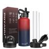 Water Bottle Insulated 32oz 40oz 64oz 128oz Straw Lid Spout Lid & 3 Lids, Leak Proof, Vacuum Insulated,Stainless Steel Water Bottle Wide Mouth for Sports, Gym or Office (Dark Rainbow, 32 oz) view 1
