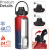 Water Bottle Insulated 32oz 40oz 64oz 128oz Straw Lid Spout Lid & 3 Lids, Leak Proof, Vacuum Insulated,Stainless Steel Water Bottle Wide Mouth for Sports, Gym or Office (Dark Rainbow, 32 oz) view 2