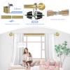 TANGWIN Gold Wrap Around Curtain Rods 28 to 48 Inch:Blackout Heavy duty Adjustable Window Curtain Rod for Bedroom,Industrial Darkening Curved French Metal Single Drapery Rods Easy Install,Brushed Gold view 2