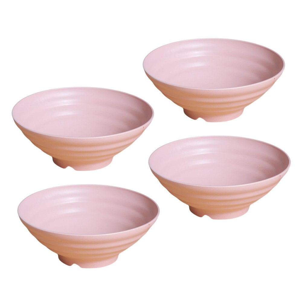 74oz Unbreakable Cereal Bowls Set of 4, Wheat Straw Fiber Rice Bowls, Japanese Ramen Noodle Soup Bowl, Lightweight Salad Bowls for Serving Fruit Pasta Snack Dessert, Dishwasher Safe, Pink