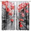 Eiffel Tower Curtain,Paris Street Red Cherry Blossom Romantic Couple Family Decoration Curtain Bedroom Living Room Kitchen 42x45 Inch view 1