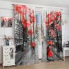 Eiffel Tower Curtain,Paris Street Red Cherry Blossom Romantic Couple Family Decoration Curtain Bedroom Living Room Kitchen 42x45 Inch view 4