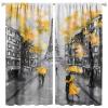 Paris Street Printed Curtain, Ink Painting Yellow Cherry Blossom Eiffel Tower Curtain, Bedroom Living Room Kitchen 42x45 Inch view 1