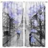 Eiffel Tower Curtain,Blue Paris Romantic Street Couple Bedroom Kitchen Curtain 2 Piece Set 84x84in view 1
