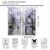 Eiffel Tower Curtain,Blue Paris Romantic Street Couple Bedroom Kitchen Curtain 2 Piece Set 84x84in view 2