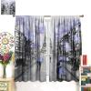 Eiffel Tower Curtain,Blue Paris Romantic Street Couple Bedroom Kitchen Curtain 2 Piece Set 84x84in view 3