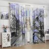 Eiffel Tower Curtain,Blue Paris Romantic Street Couple Bedroom Kitchen Curtain 2 Piece Set 84x84in view 4