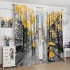 Paris Street Printed Curtain, Ink Painting Yellow Cherry Blossom Eiffel Tower Curtain, Bedroom Living Room Kitchen 52x84in view 4