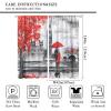 Red Cherry Blossom Curtain, Paris Romantic Street Couple Pattern Printed Curtain, Bedroom Living Room,Red 84x84in view 2