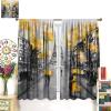Paris Street Printed Curtain, Ink Painting Yellow Cherry Blossom Eiffel Tower Curtain, Bedroom Living Room Kitchen 84x84in view 3