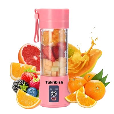Tukribish Portable Blender, Personal Blender for shakes and smoothies, Personal Size Blenders Cordless Mini Travel Fruit Juicer Cup Mixer, Electric Smoothie Blender Maker, 13oz Bottles, USB Rechargeable (Pink)
