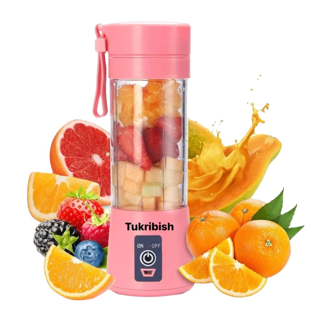 Tukribish Portable Blender, Personal Blender for shakes and smoothies, Personal Size Blenders Cordless Mini Travel Fruit Juicer Cup Mixer, Electric Smoothie Blender Maker, 13oz Bottles, USB Rechargeable (Pink)