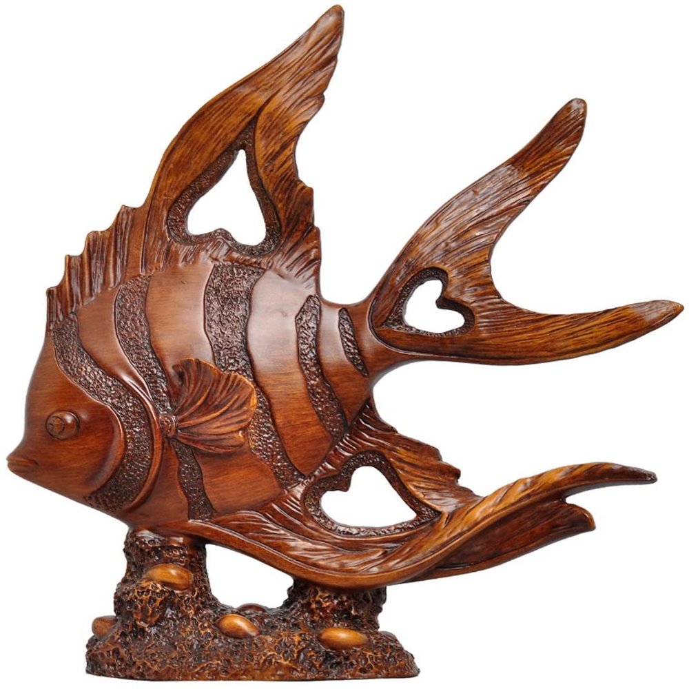 CFLNYC Home Decor Home Office Statues Desktop Decoration Feng Shui Wealth Arowana Lucky Fish Statue Figurine Gift Fish Sculpture Home Decoration Office Ornament