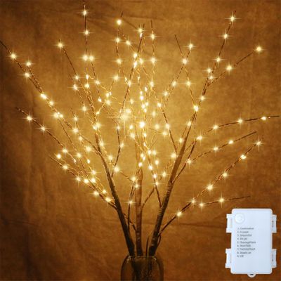 AMARS 2 Pack Lighted Prelit Twig Tree Branches Lights with Timer, Battery Operated, Christmas Holiday Decorative Sticks Vase Filler for Home Decoration (31inch)