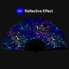 Raveahem UV Glow Rave Fan, Bamboo Folding Clack Hand Fans Foldable for Men Women, Poping Fan for EDM Festival Line Dance Decoration, (Alchemical Signs, Large 13") view 2