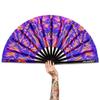Raveahem UV Glow Rave Fan, Bamboo Folding Clack Hand Fans Foldable for Men Women, Poping Fan for EDM Festival Line Dance Decoration, (Wellen, Large 13") view 1