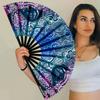 Raveahem UV Glow Rave Fan, Bamboo Folding Clack Hand Fans Foldable for Men Women, Poping Fan for EDM Festival Line Dance Decoration, (Kaleidoscope Girls, Large 13") view 3