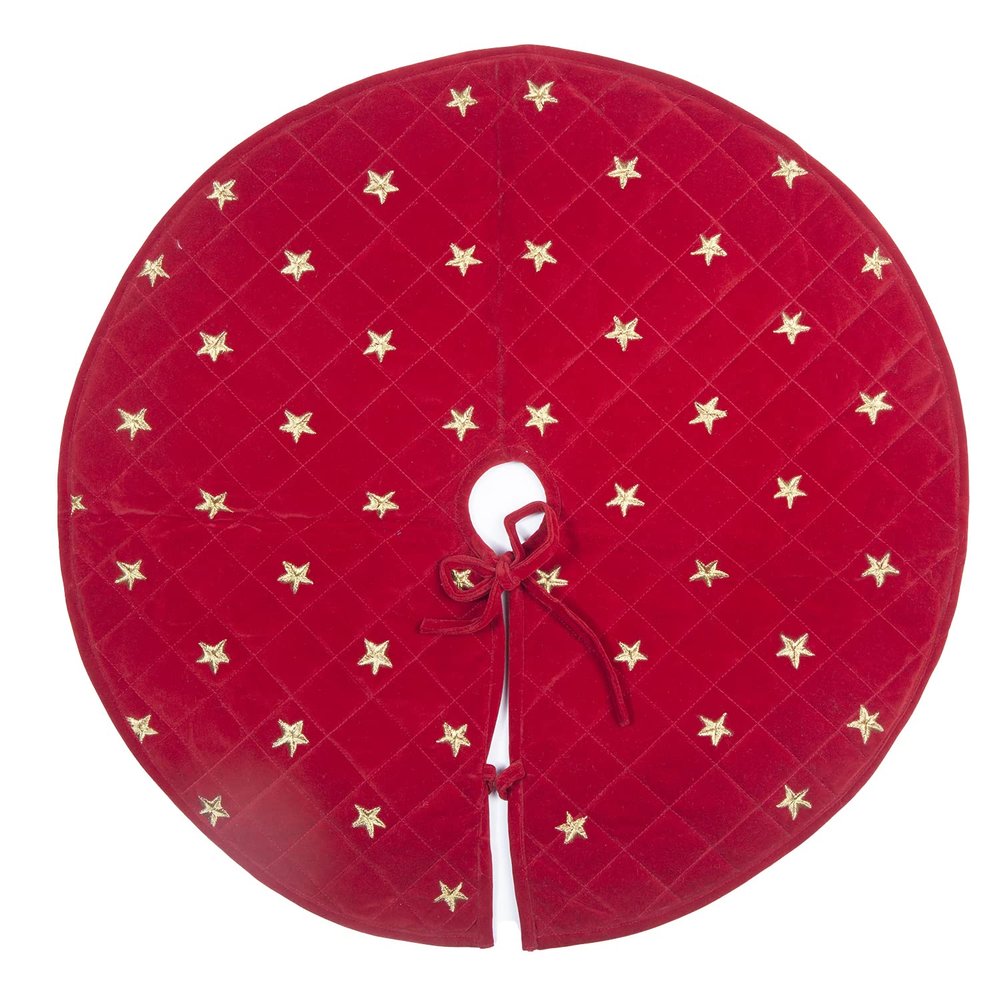 HOME HEART Brands 48 INCH Christmas Tree Skirt Velvet with Brocade Fabric Border & Thick Double Layer (5729L)