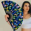 Raveahem UV Glow Rave Fan, Bamboo Folding Clack Hand Fans Foldable for Men Women, Poping Fan for EDM Festival Line Dance Decoration, (Butterfly-1, Large 13") view 3