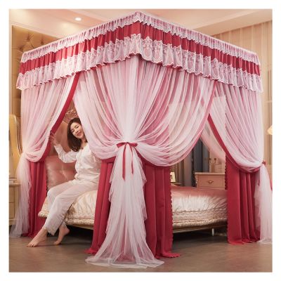 Bed Canopy Luxurious Court Bed Curtains, Four Seasons Bunk Bed Canopy, Home Bedroom Single Double Bed Decorative Bed Curtain with Stand, Easy to Install (Color : A, Size : 180x200x200cm)