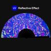 Raveahem UV Glow Rave Fan, Bamboo Folding Clack Hand Fans Foldable for Men Women, Poping Fan for EDM Festival Line Dance Decoration, (Waves-2, Large 13") view 2