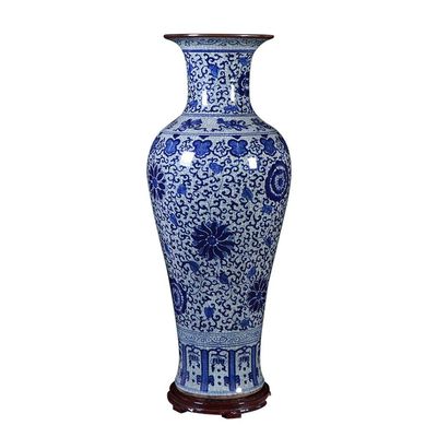 WANGXIAOYUE Sculpture Vase Vase Flower Vase Ceramic Floor Vase Antique Blue and White Porcelain Vase Living Room Decoration 24.8 Inches High Decorative Vase Crafts (Size : Small)