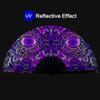 Raveahem UV Glow Rave Fan, Bamboo Folding Clack Hand Fans Foldable for Men Women, Poping Fan for EDM Festival Line Dance Decoration, (Space Psychedelic, Large 13") view 2
