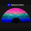 Raveahem UV Glow Rave Fan, Bamboo Folding Clack Hand Fan for Men Women (Glitter Rainbow, Large 13") view 2